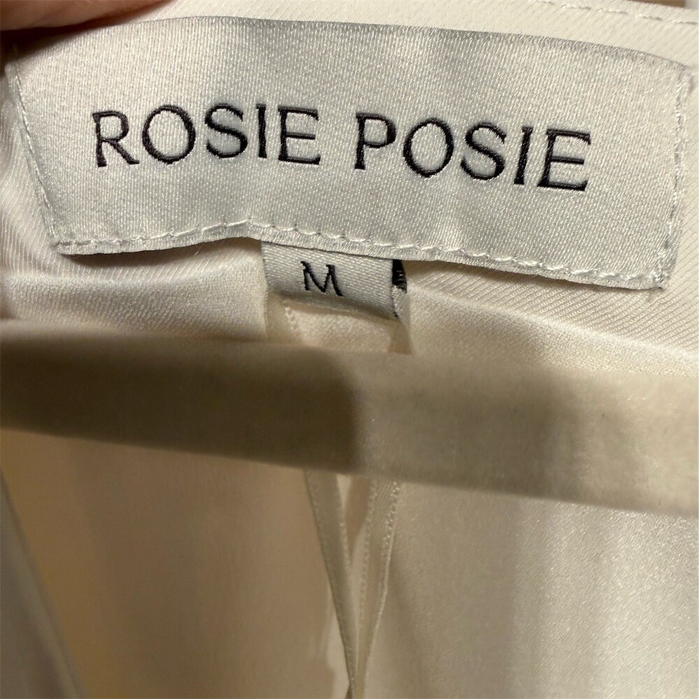 ROSIE POSIE Midi Dress Womens Size M Ivory Square Neck Sheer Puff bridal - Picture 4 of 5